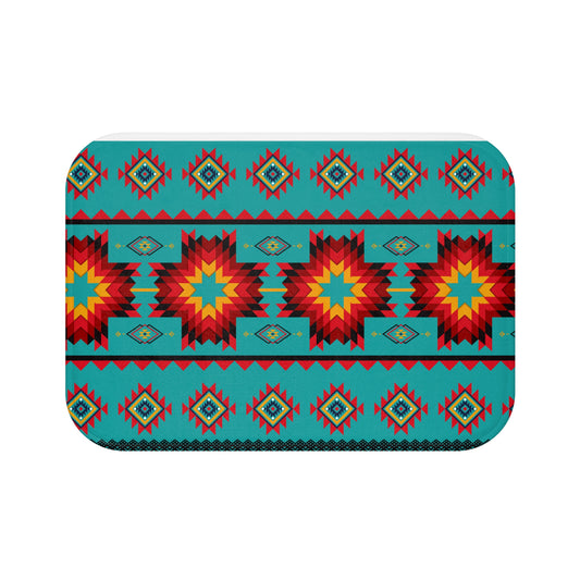 Turquoise Aztec Memory Foam Bath Mat