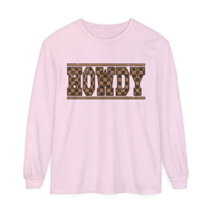 Howdy Checkered  Long Sleeve T-Shirt Howdy Checkered  Long Sleeve T-Shirt