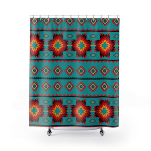 Turquoise Aztec Shower Curtain Turquoise Aztec Shower Curtain
