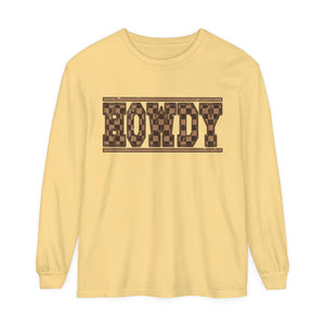 Howdy Checkered  Long Sleeve T-Shirt Howdy Checkered  Long Sleeve T-Shirt