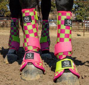 Lime/Pink Checkered Bell Boot Lime/Pink Checkered Bell Boot