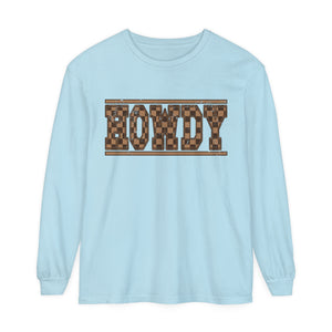 Howdy Checkered  Long Sleeve T-Shirt Howdy Checkered  Long Sleeve T-Shirt
