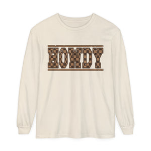 Howdy Checkered  Long Sleeve T-Shirt Howdy Checkered  Long Sleeve T-Shirt