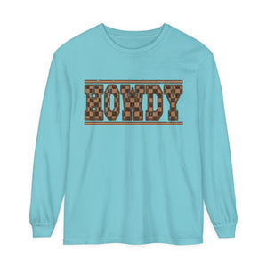Howdy Checkered  Long Sleeve T-Shirt Howdy Checkered  Long Sleeve T-Shirt