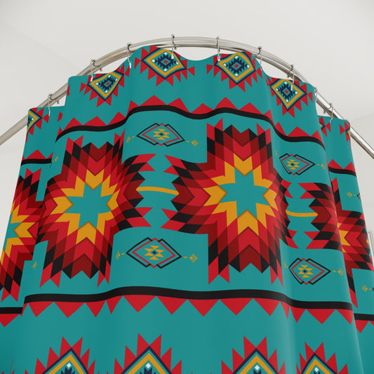 Turquoise Aztec Shower Curtain