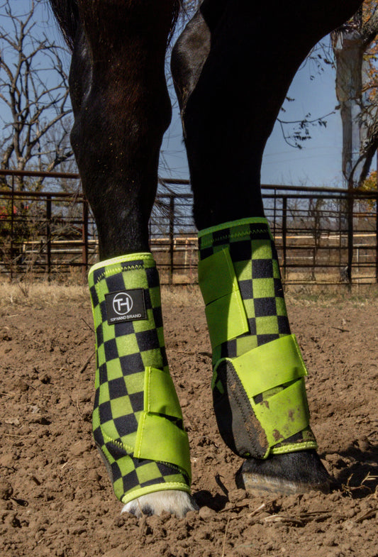 Lime/Black Checkered Sport Boots