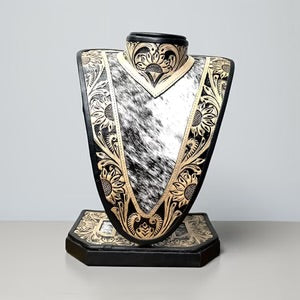 Tooled Leather or cowhide necklace holders Tooled Leather or cowhide necklace holders