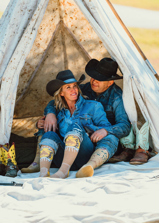 Lucky Bucking Cowgirl Tan Performance Socks