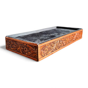 Tooled leather ring holders Tooled leather ring holders