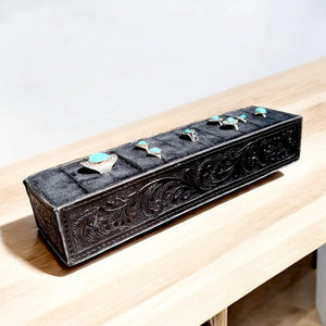 Tooled leather ring holders Tooled leather ring holders