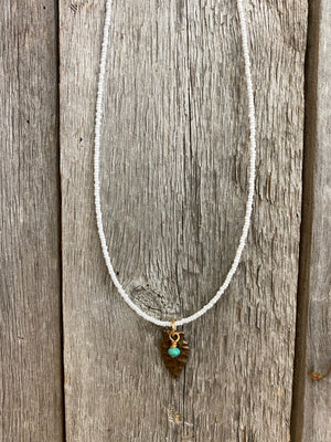 17082 Tiny Seed Beads w/Brz Arrowhead & Stone Drop 17082 Tiny Seed Beads w/Brz Arrowhead & Stone Drop