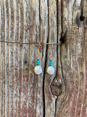 16071 Pearl & Turq Drop Earring 16071 Pearl & Turq Drop Earring