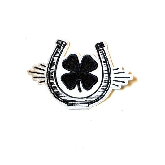 Black and White Lucky Horseshoe Iron-on Patch