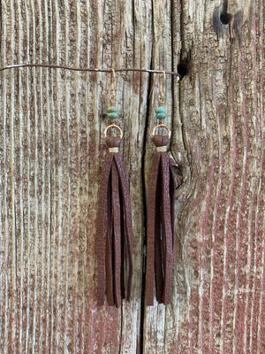 13881 Leather Tassel w/Stone Earring 13881 Leather Tassel w/Stone Earring