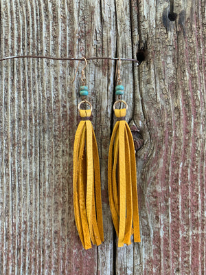 13881 Leather Tassel w/Stone Earring 13881 Leather Tassel w/Stone Earring