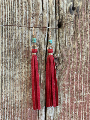 13881 Leather Tassel w/Stone Earring 13881 Leather Tassel w/Stone Earring