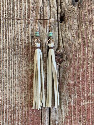 13881 Leather Tassel w/Stone Earring 13881 Leather Tassel w/Stone Earring