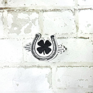 Black and White Lucky Horseshoe Iron-on Patch Black and White Lucky Horseshoe Iron-on Patch