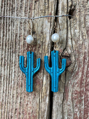 17363 Painted Leather Saguaro Earrings 17363 Painted Leather Saguaro Earrings