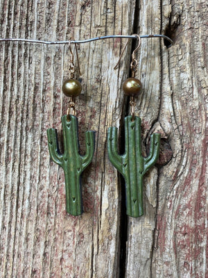 17363 Painted Leather Saguaro Earrings 17363 Painted Leather Saguaro Earrings