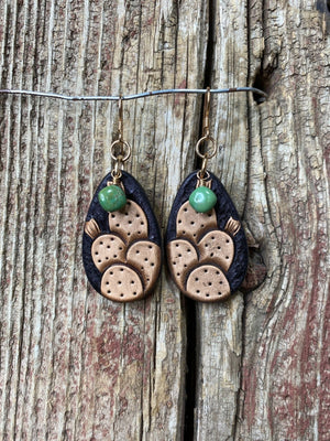 17365 Two Tone Prickly Pear Leather Teardrop Earrings 17365 Two Tone Prickly Pear Leather Teardrop Earrings