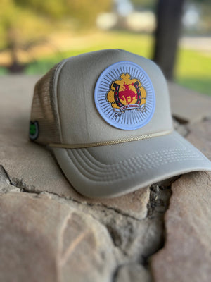 Lucky Bucking Cowgirl Tan Patch Trucker Hat Lucky Bucking Cowgirl Tan Patch Trucker Hat