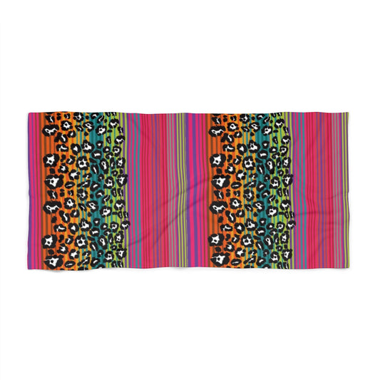 Snow Leopard Serape Beach Towel