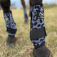Gray cheetah sport boots