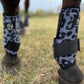 Gray cheetah sport boots