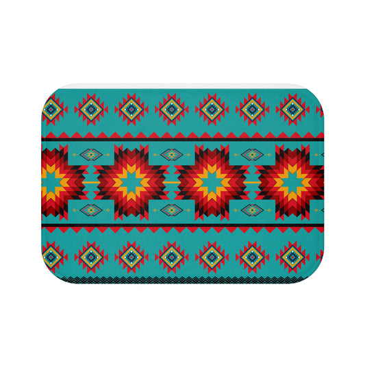 Turquoise Aztec Memory Foam Bath Mat