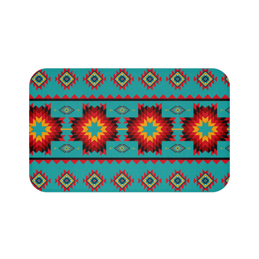 Turquoise Aztec Memory Foam Bath Mat