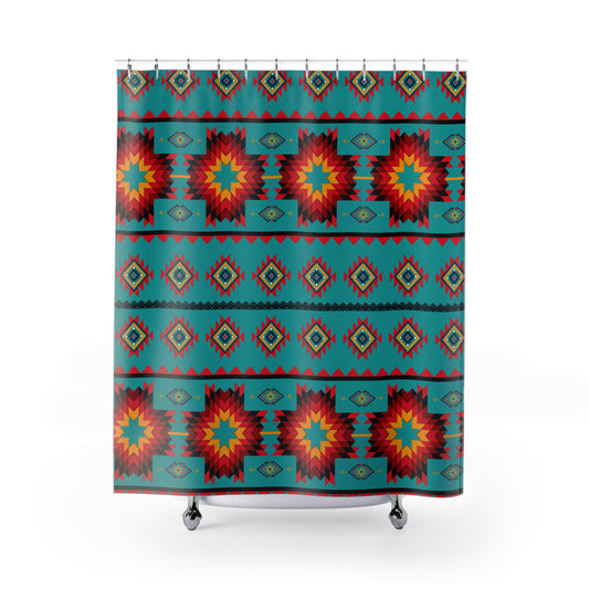 Turquoise Aztec Shower Curtain