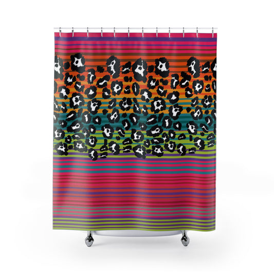 Snow Leopard Serape Shower Curtain