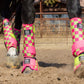 Lime/Pink Checkered Bell Boot