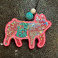 Pink & Turquoise Pig (leather & lace scented)