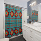 Turquoise Aztec Shower Curtain