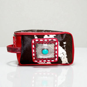 Leather and cowhide makeup bags