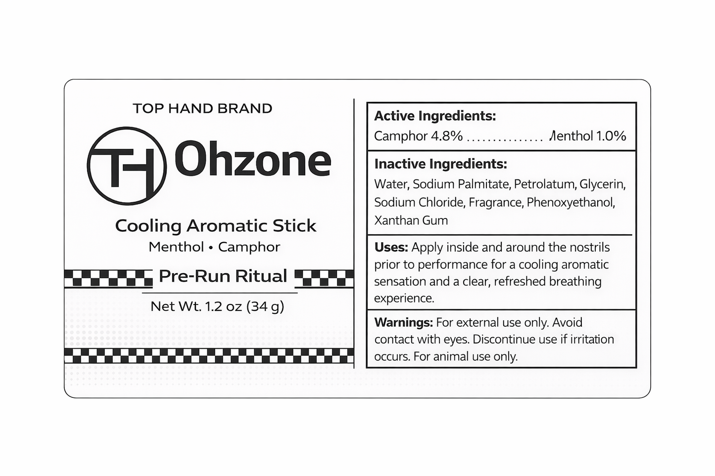 Ohzone Cooling Aromatic Stick (OHZ) – Menthol & Camphor Nasal Support for Performance Horses