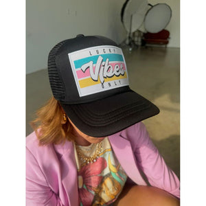 Lucky Vibes Full Front Trucker Hat - Black