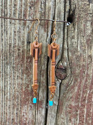 14230 Lthr Arrow w/Turquoise Earrings