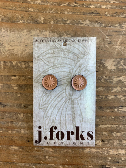 15811 Leather Stud Earrings