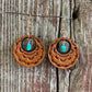 16759 Stamped Leather Circle w/Turquoise Earrings