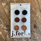 15811 Leather Stud Earrings 3 Pack