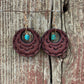 16759 Stamped Leather Circle w/Turquoise Earrings