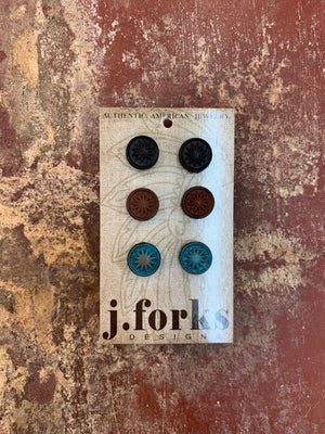 15811 Leather Stud Earrings 3 Pack