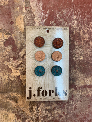 15811 Leather Stud Earrings 3 Pack
