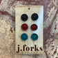 15811 Leather Stud Earrings 3 Pack