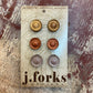 15811 Leather Stud Earrings 3 Pack