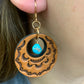 16759 Stamped Leather Circle w/Turquoise Earrings