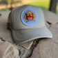 Lucky Bucking Cowgirl Tan Patch Trucker Hat